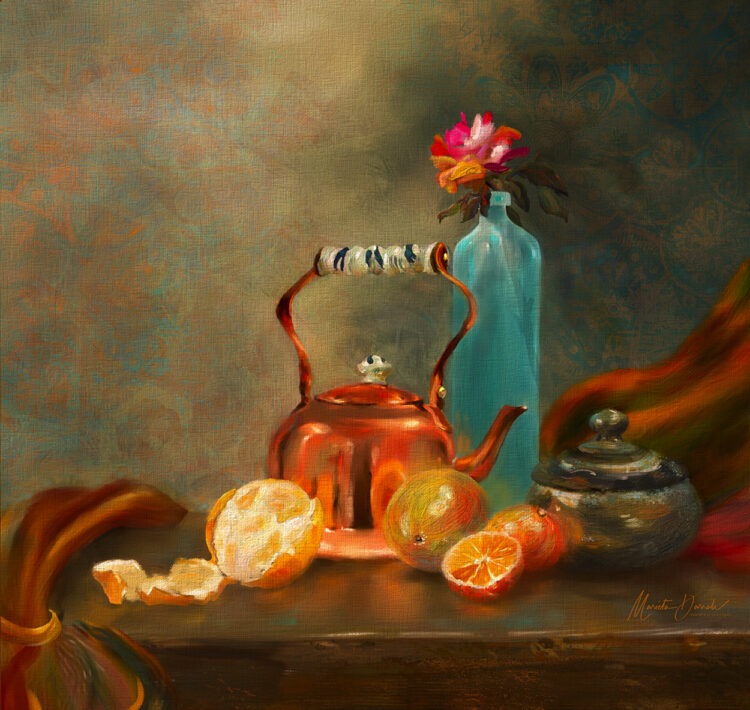 Teapot and Rose Illuminart Designs